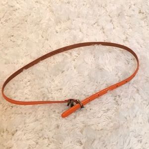 Orange Leather Skinny belt by J.Crew size S